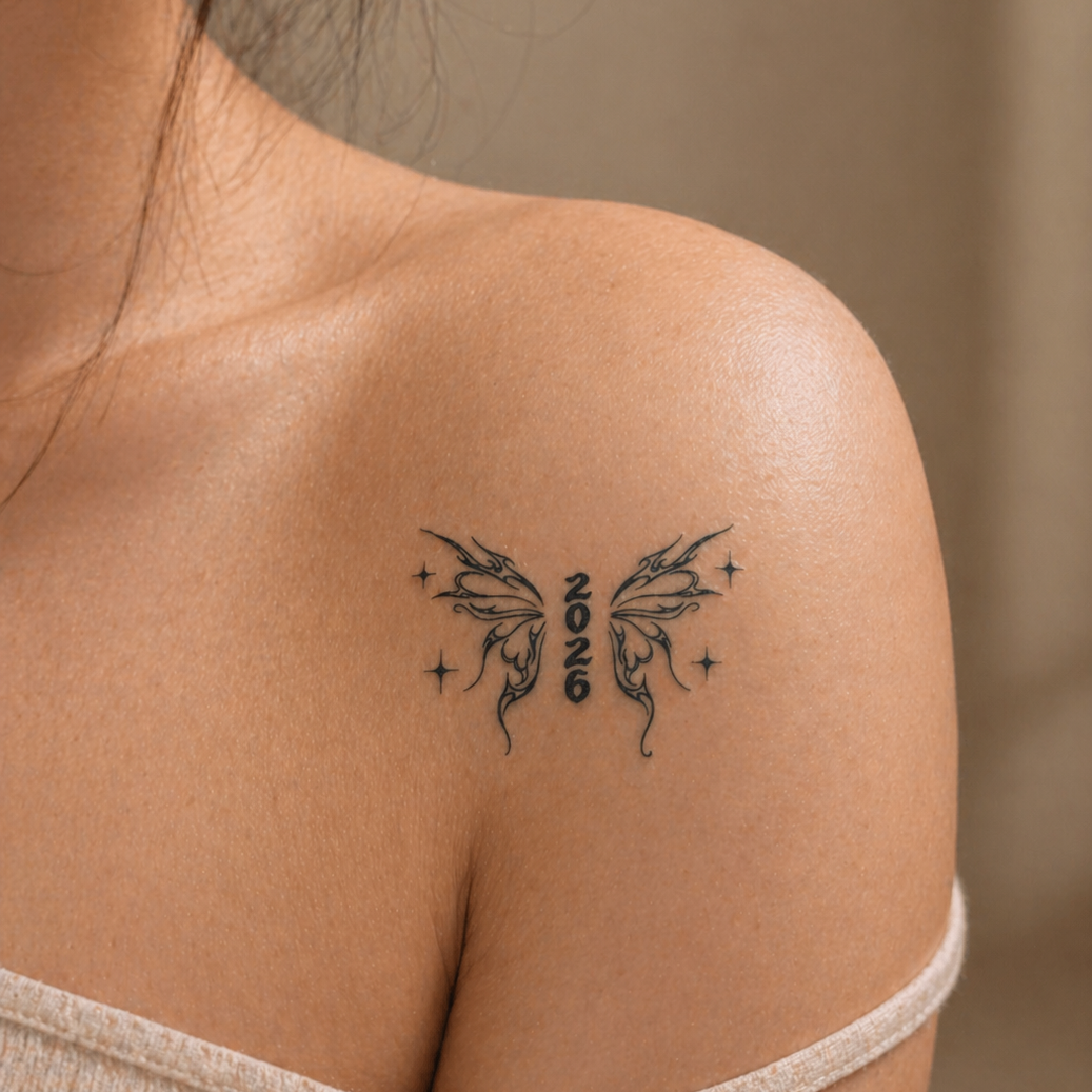 back to school tattoo Alter Ego Ink graduate wings class of 2026 temporary tattoo — hand drawn butterfly fine line