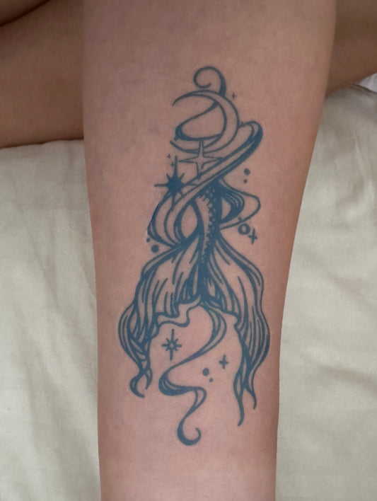 Purple Galaxy Flame Temporary Tattoo, BTS Inspired Celestial Tattoo, Realistic Water-Free Tattoo