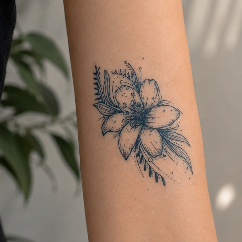 Floral temporary tattoos collection — fine line botanical designs by Alter Ego Ink