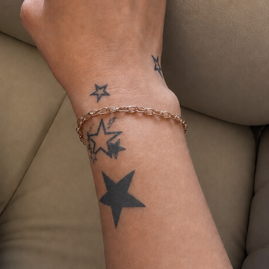 Star Kisses Tattoo, Star Tattoo, Premium ink tattoo, Hand-Drawn Tattoo