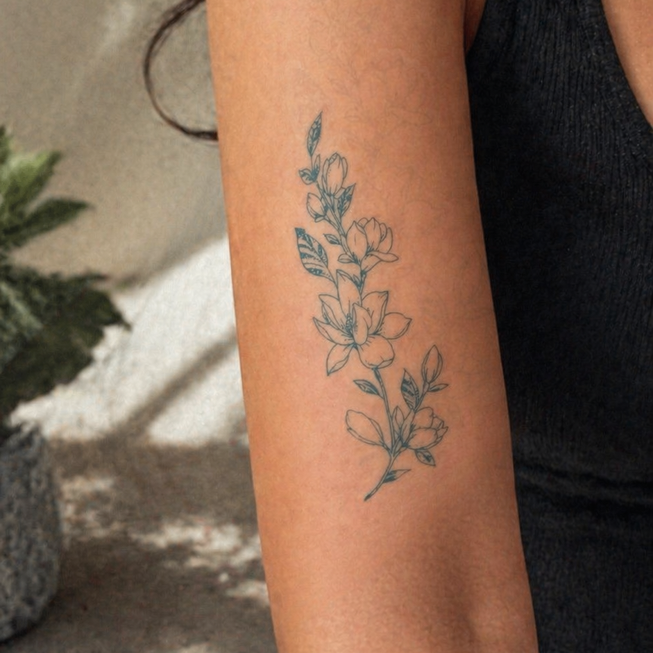 Scorpion bold fine line temporary tattoo on wrist — Alter Ego Ink botanical waterproof