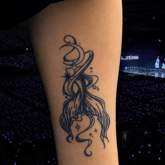 Purple Galaxy Flame Temporary Tattoo, BTS Inspired Celestial Tattoo, Realistic Water-Free Tattoo