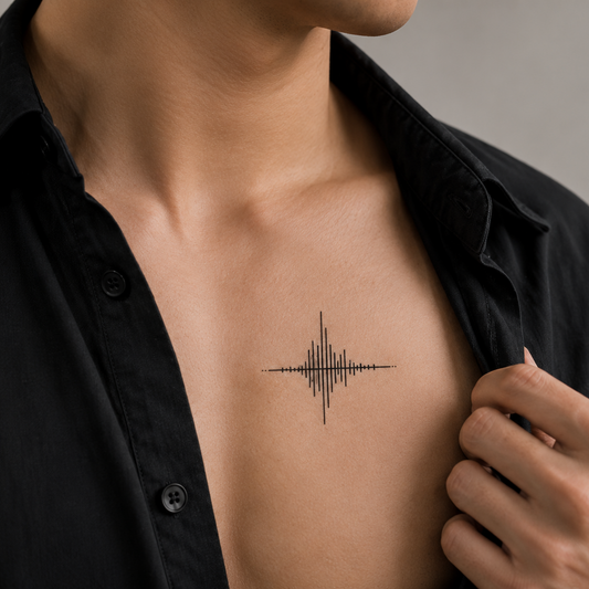 Sound of Us fine line soundwave temporary tattoo — Alter Ego Ink music waterproof design