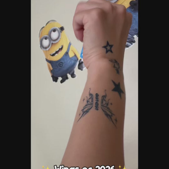 Real tattoo look temporary tattoo featuring butterfly wings and the year 2026. Graduation-themed design for the Class of 2026, symbolizing new beginnings, achievement, and the journey ahead.