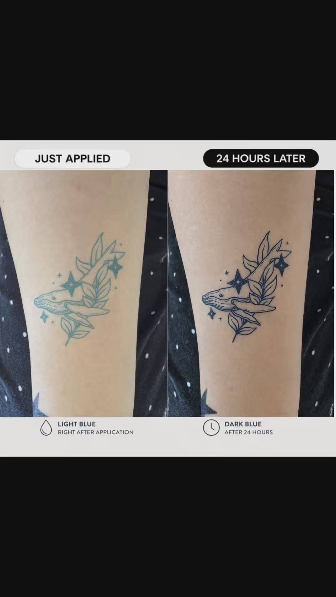 🖤 Temporary tattoo application video on arm — Alter Ego Ink 15-second press-on fine line tattoo demo