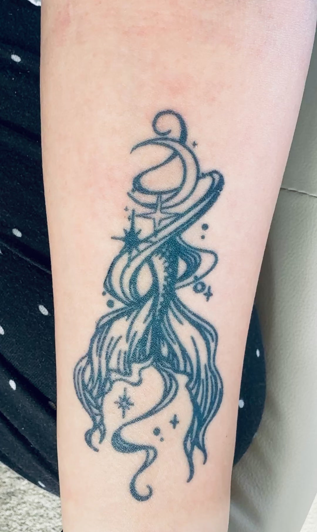 Celestial jellyfish temporary tattoo on arm — Alter Ego Ink fine line real tattoo look video